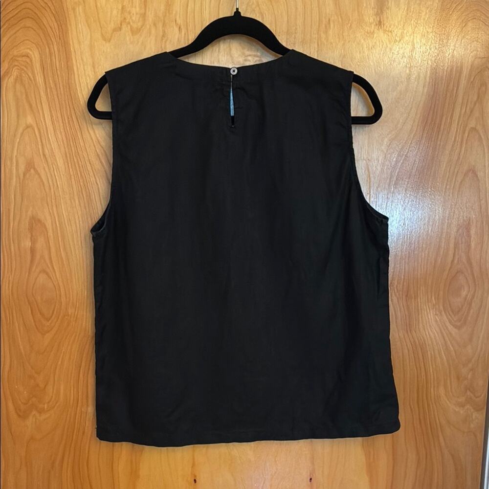 Quince Black Sleeveless Linen Blend Shell Top - Picture 3 of 5
